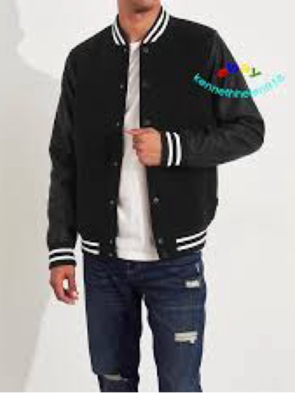 Hollister Co. Men's Black Varsity Bomber Jacket